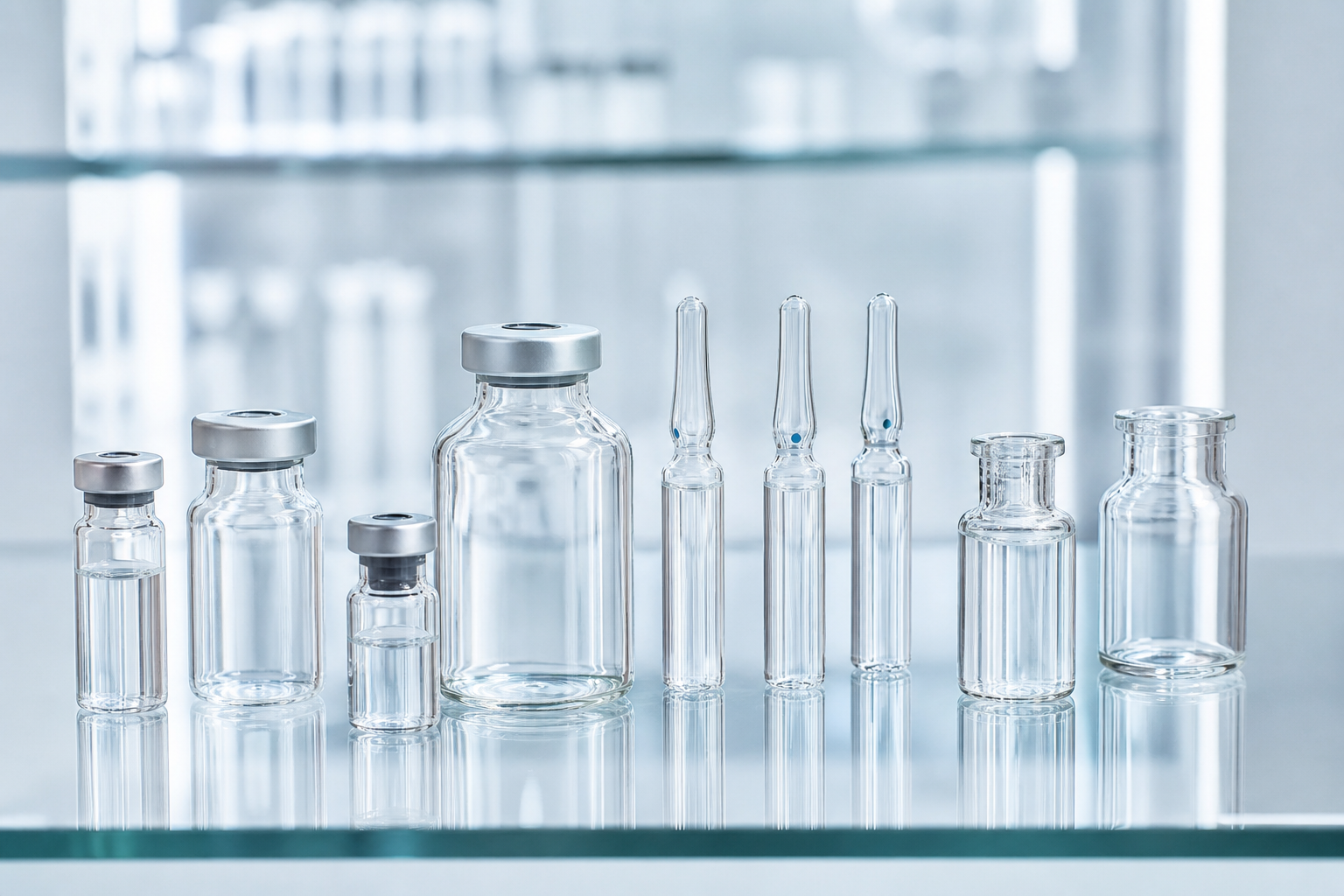 Pharmaceutical glass vials and ampoules for quality-controlled drug products